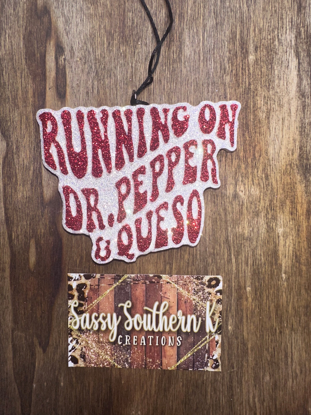 Running On Dr Pepper Car Freshie - Scent is Coconut Leather