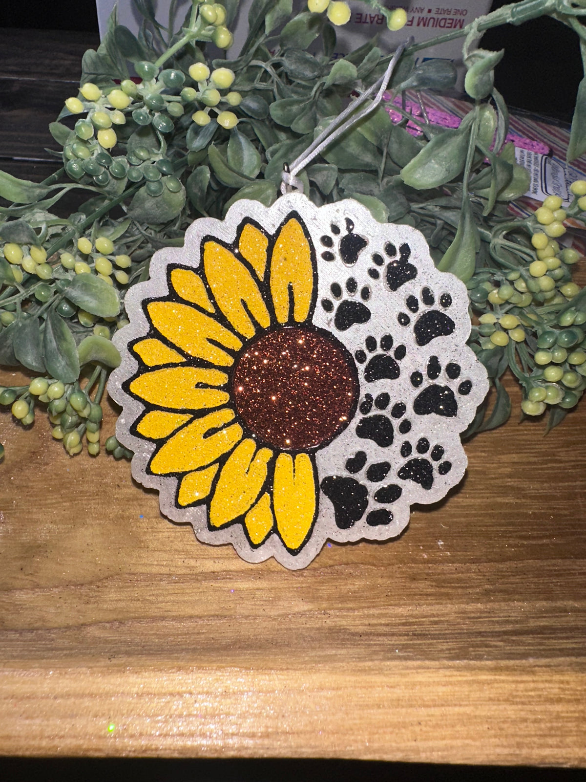Car Freshie - Sunflower / Paw- Scent is Strawberry Leather