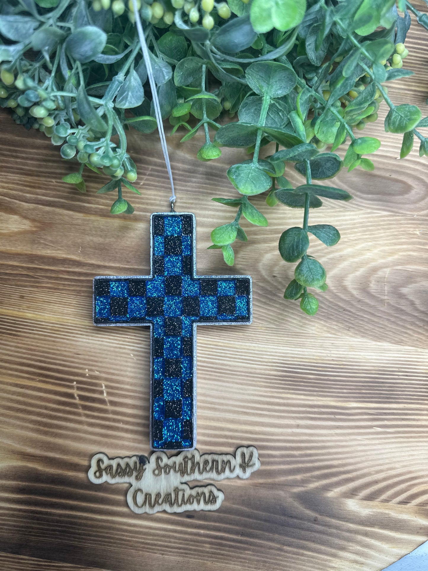 Car Freshie - Cross - Scent is Pink Coconut Calypso