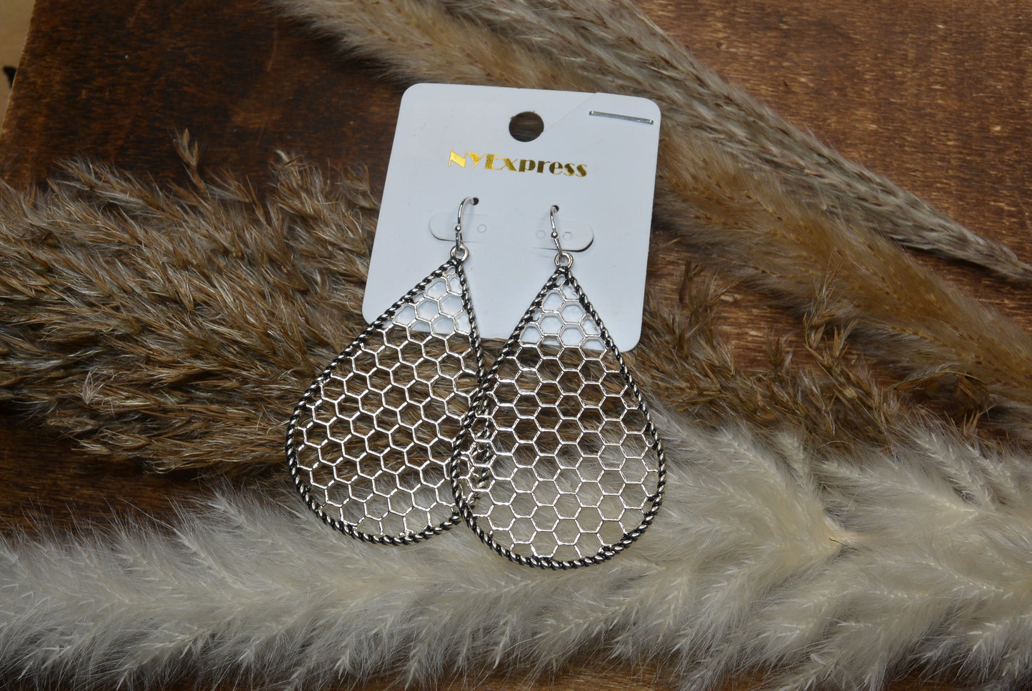 Silver Honeycomb Earrings