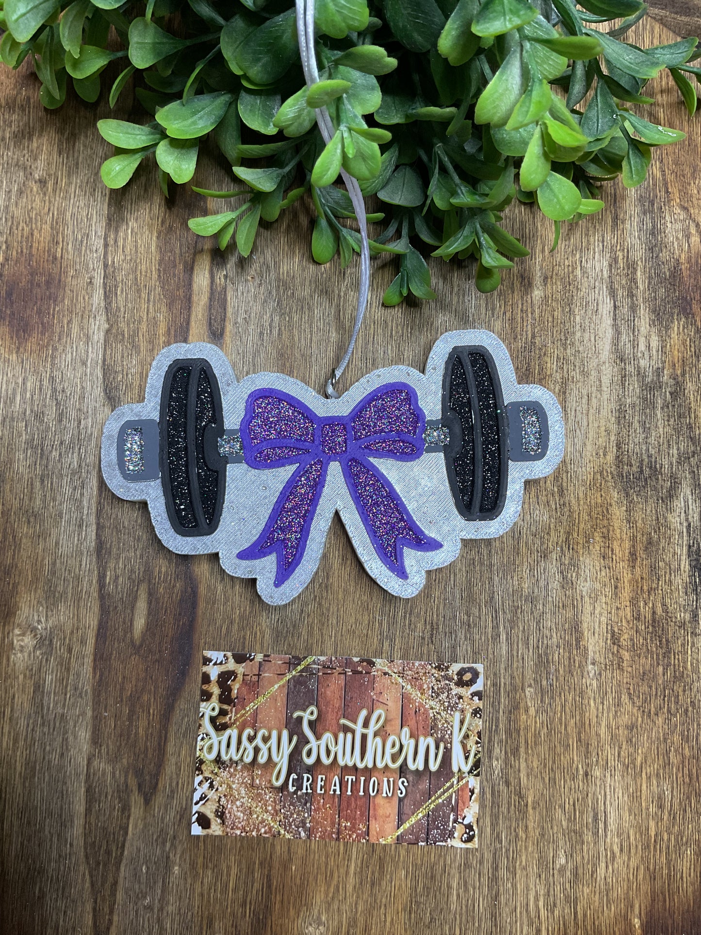 Car Freshie - Weights/Bow - Scent is Sexy Housewife