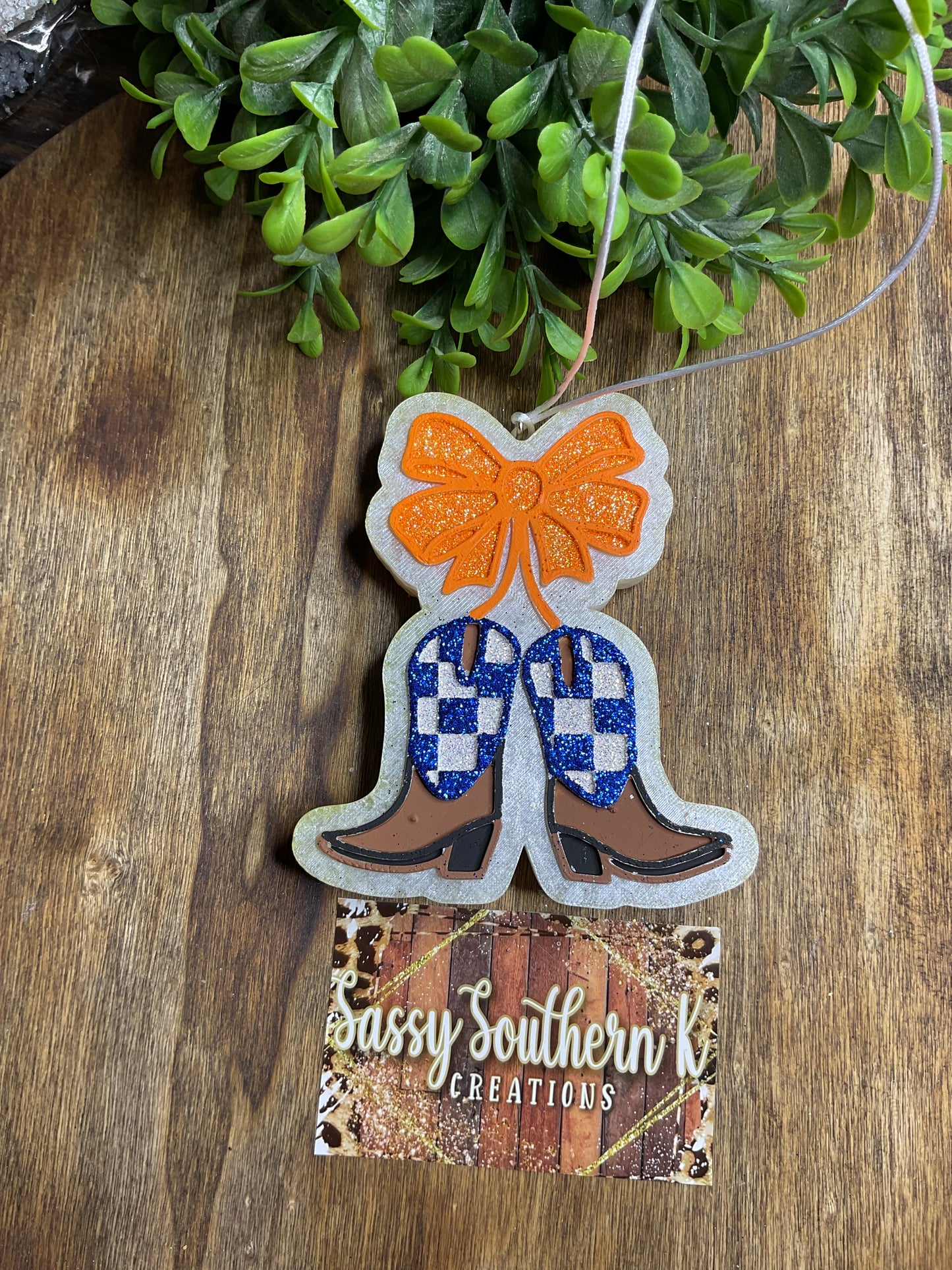 Car Freshie - Boots/Bow - Scent is Strawberry Leather