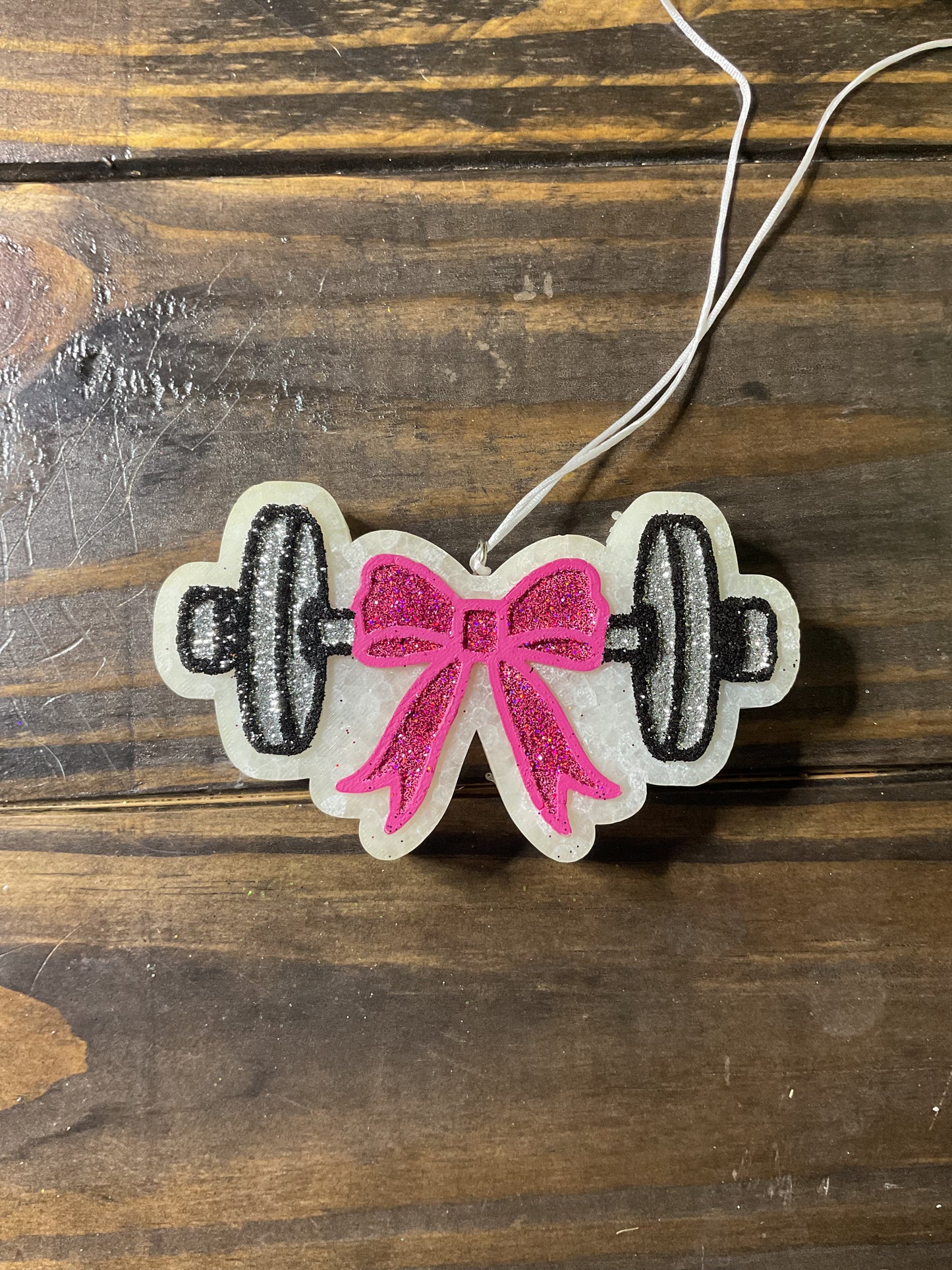 Car Freshie - Weights/ Bow - Scent is Sugared Cashmere