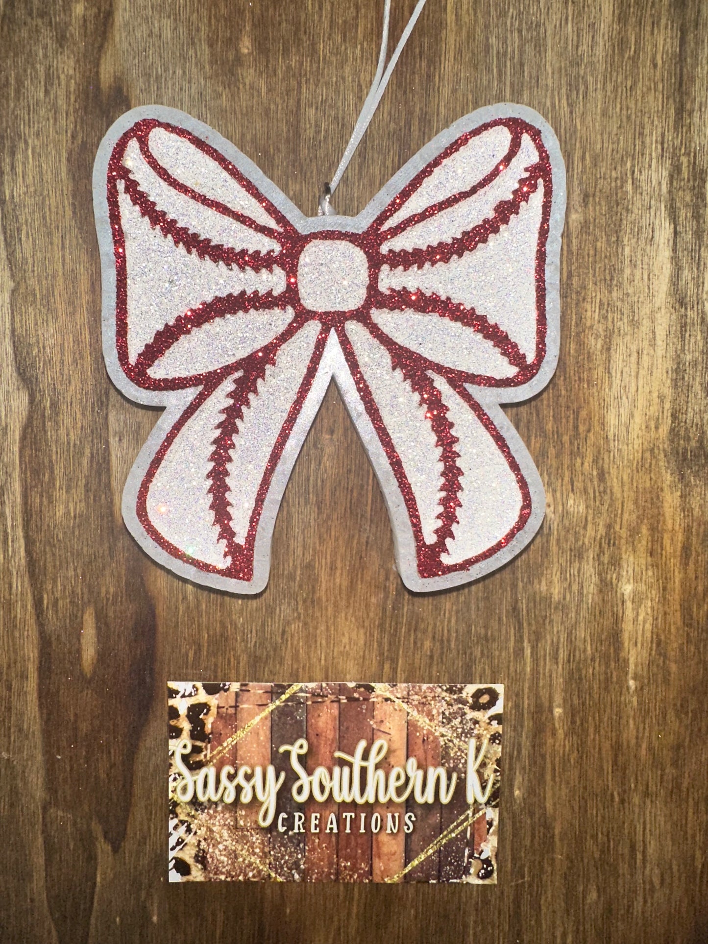 Car Freshie - Baseball Bow - Scent is Wonderstruck