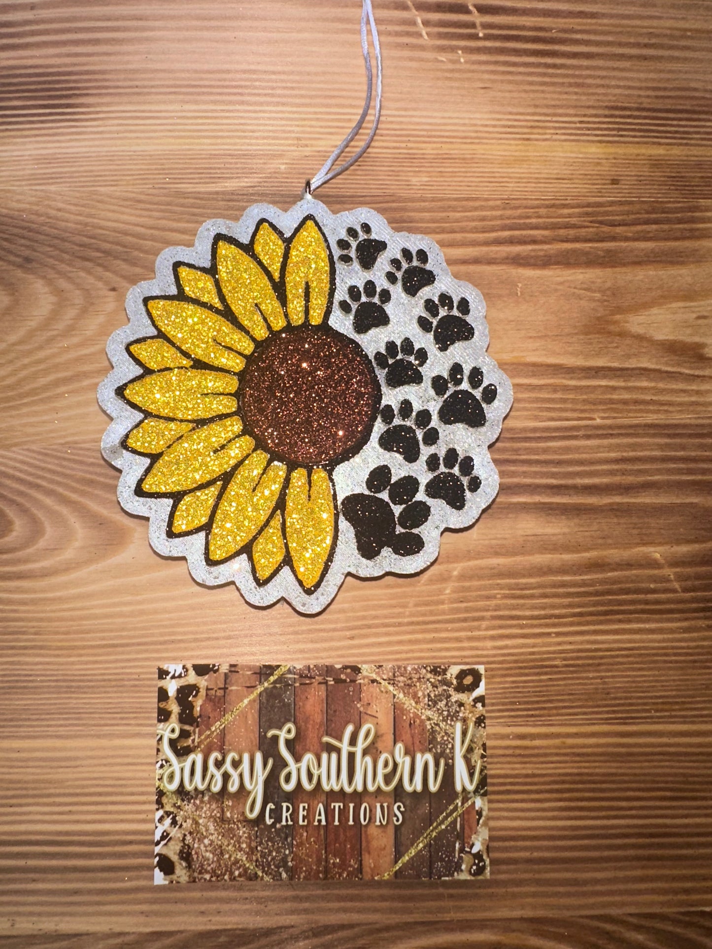 Car Freshie - Sunflower/Paw - Scent is Volcano Lava Luce