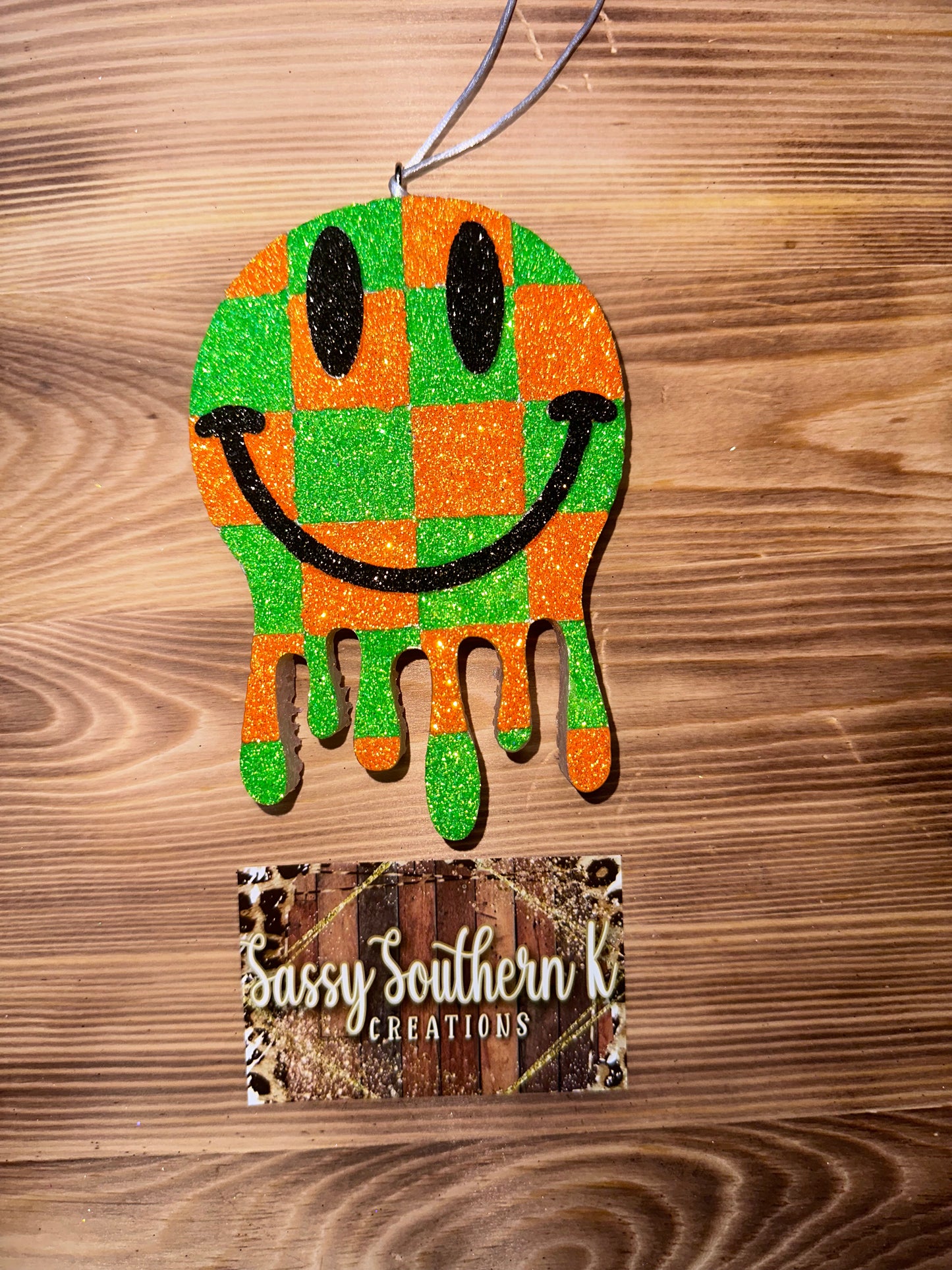 Car Freshie - Smiley - Scent is Candied Leather