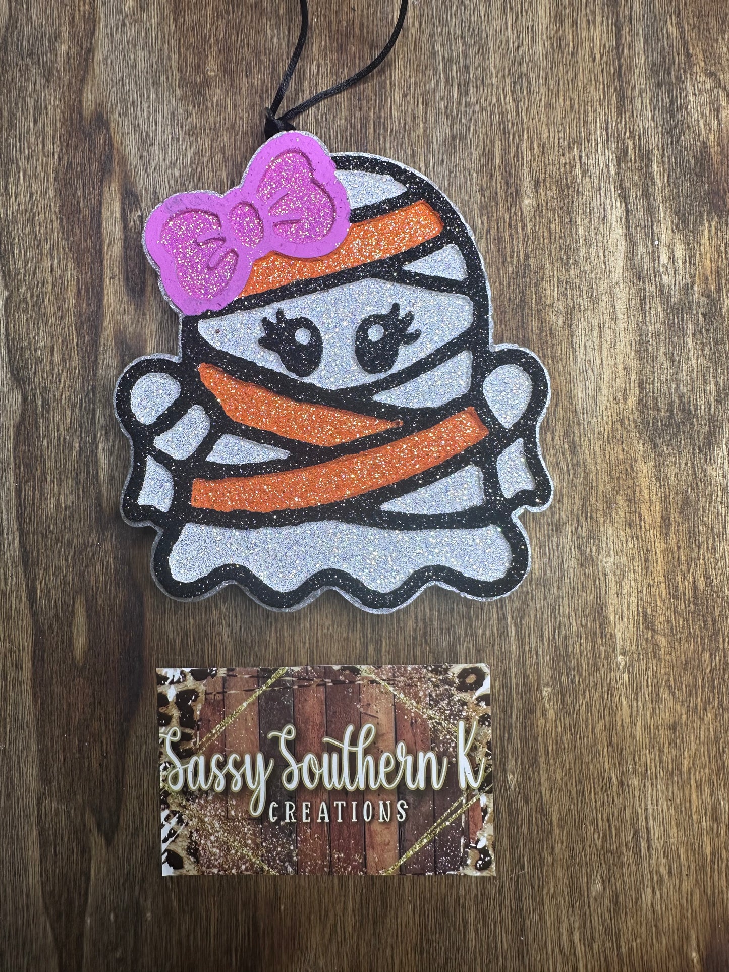 Mummy Ghost- Car Freshie - Scent is Pumpkin Mahogany