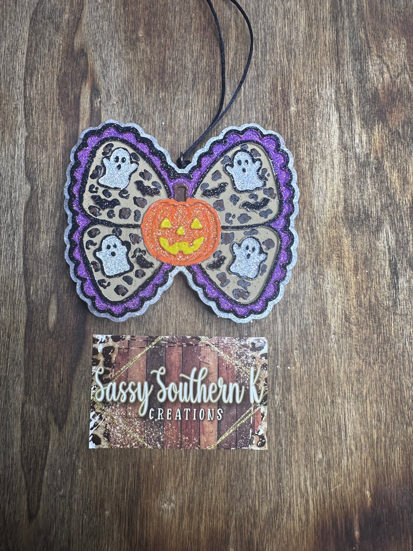 Halloween Bow - Car Freshie - Scent is Pumpkin Mahogany