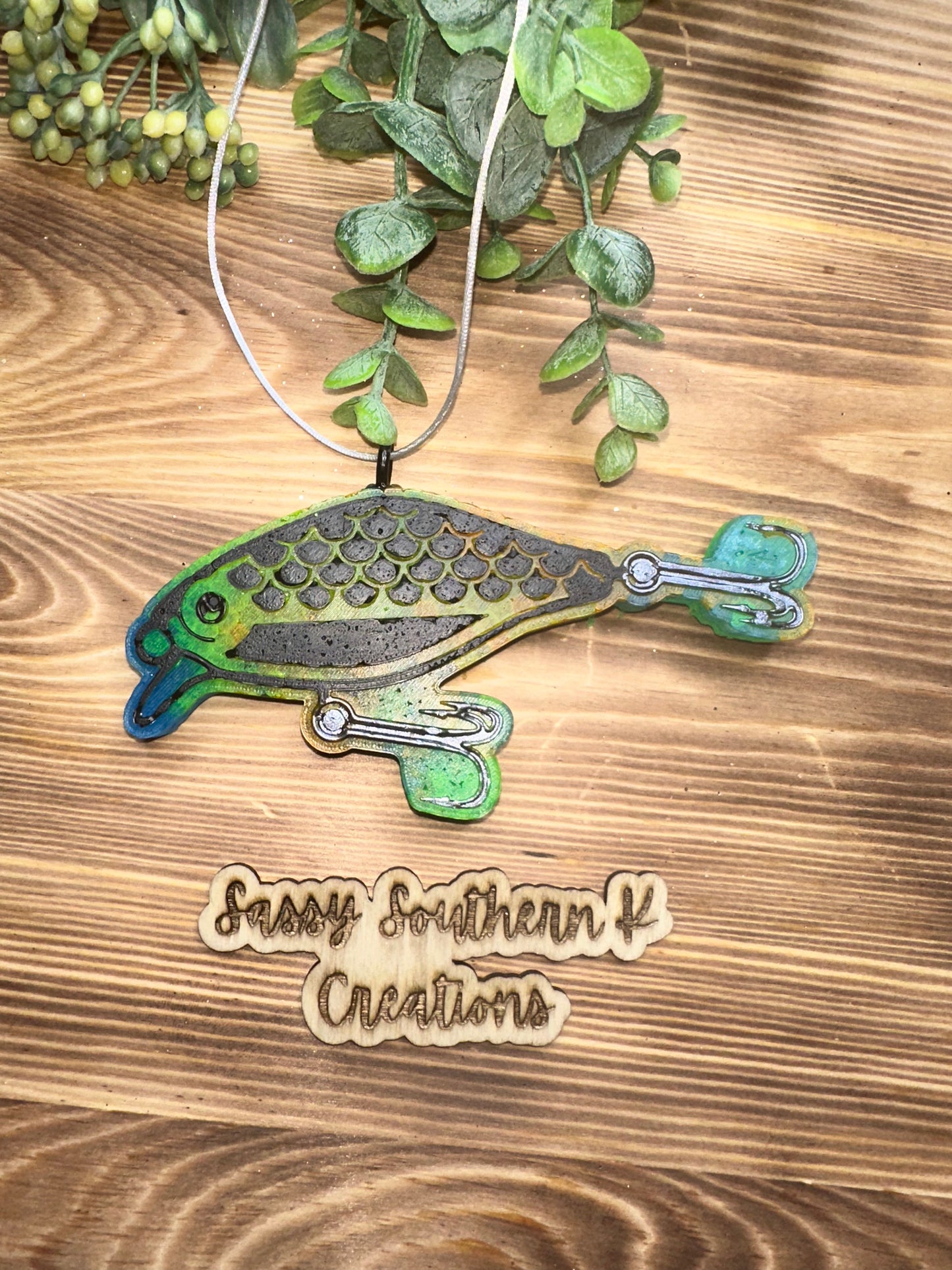 Car Freshie -Fishing Lure - Scent is Mahogany Fierce