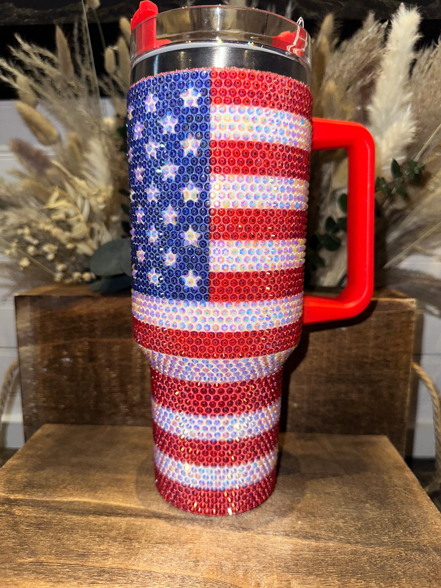 40oz - Rhinestone Flag