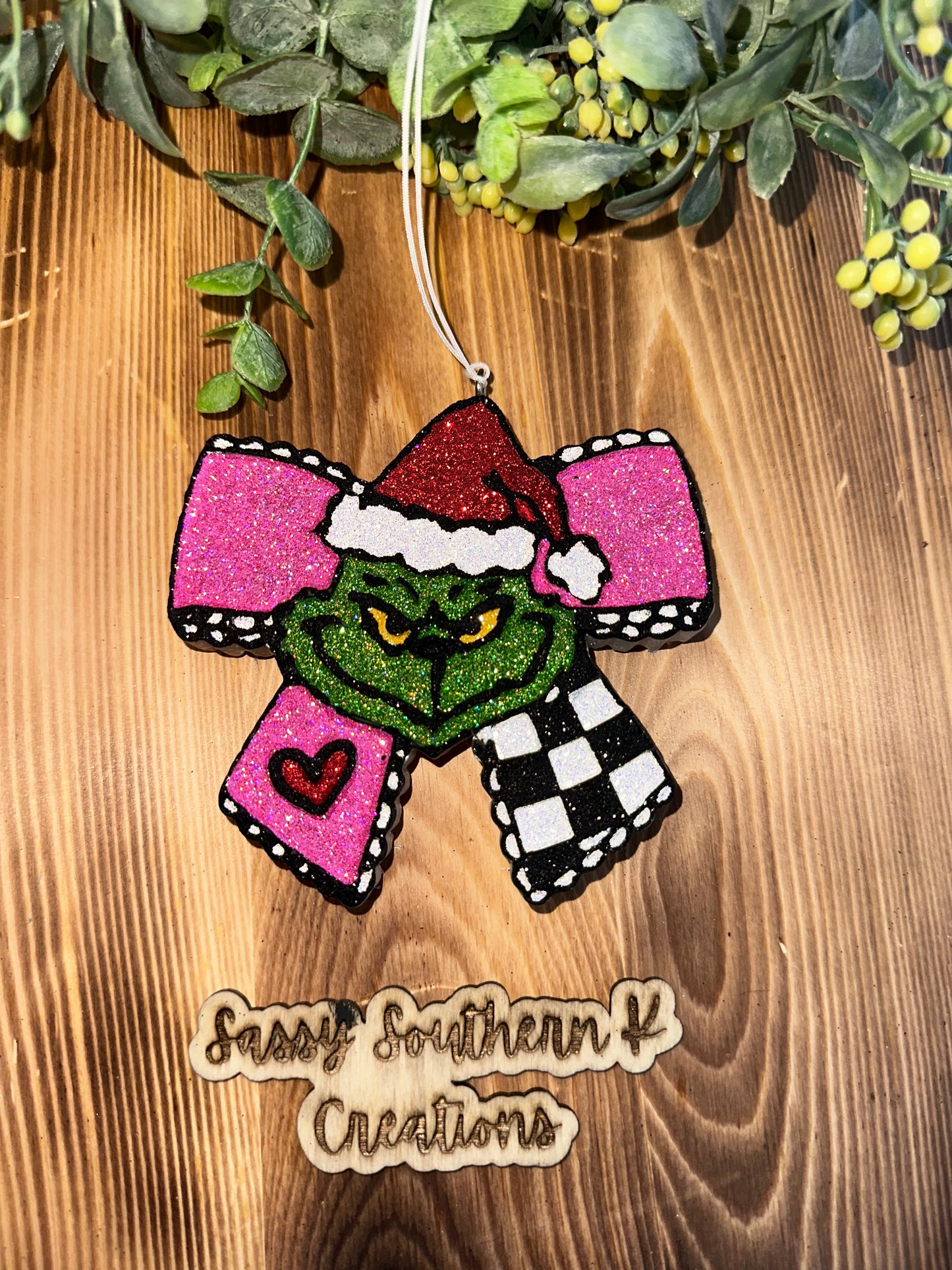 Car Freshie - Mean Guy Bow- Scent is Christmas Tree