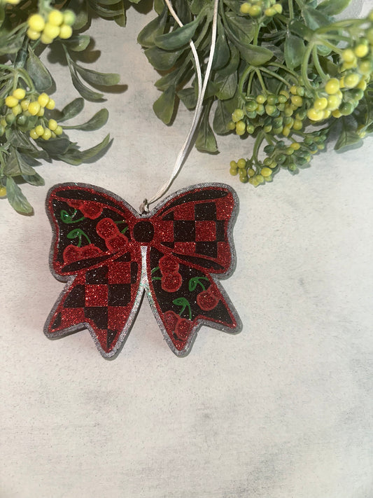 Car Freshie - Cherry Bow  - Scent is Coconut Leather