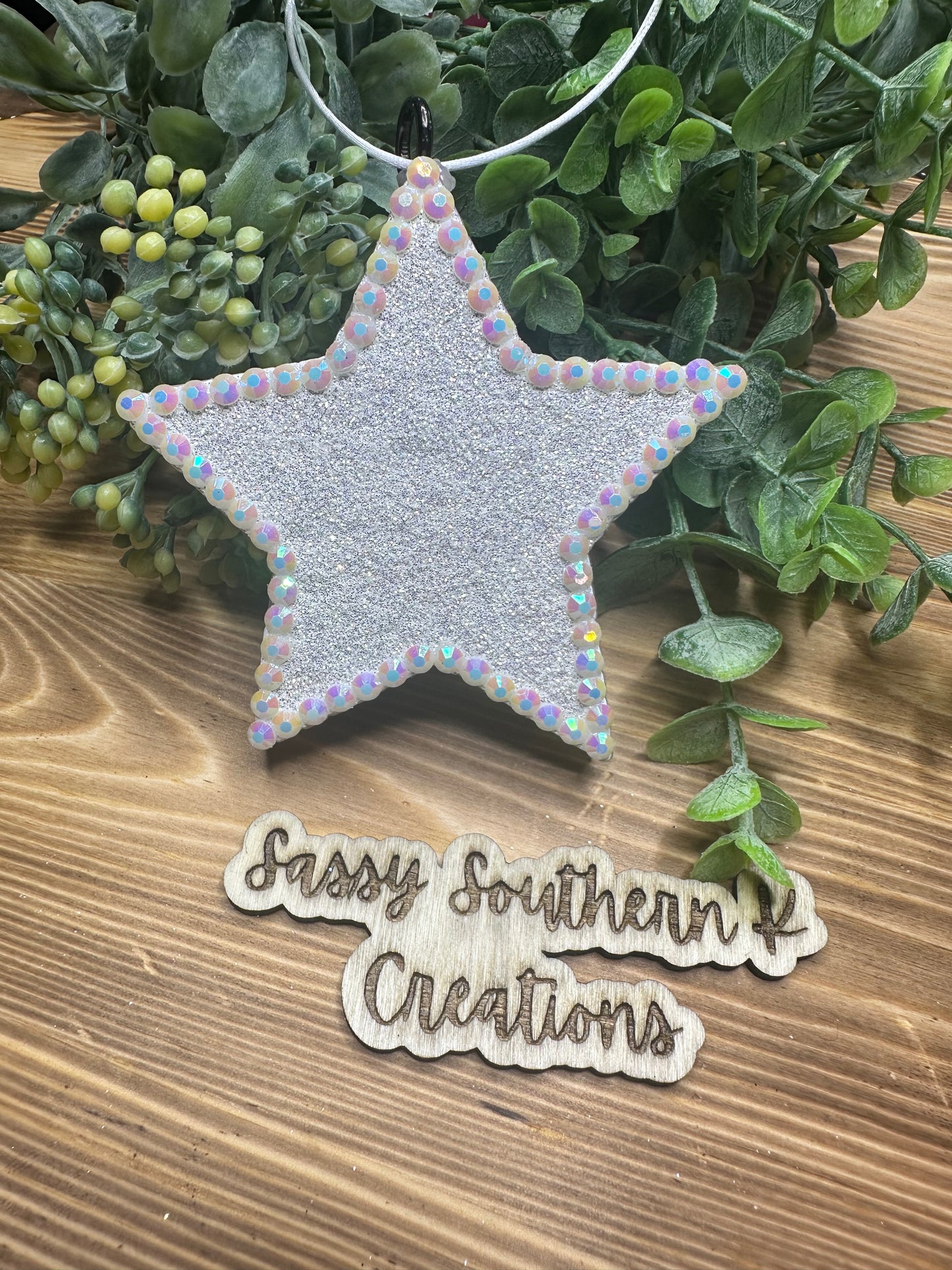 Car Freshie - White/iridescent Star - Scent is Bum Bum 62
