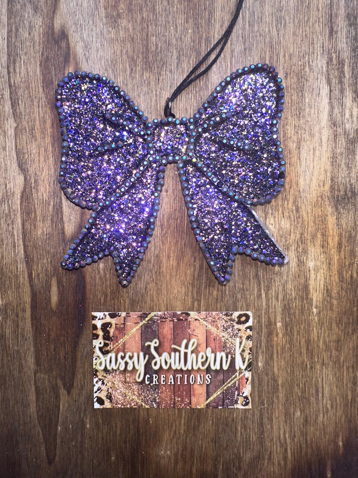 Rhinestone Bow  - Car Freshie - Scent is Volcano Lava Luxe