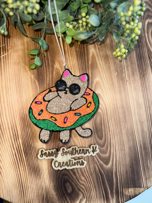 Car Freshie - Cat- Scent is Pink Pineapple Sunrise