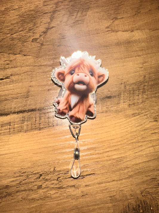 Badge Reel - Highland Cow