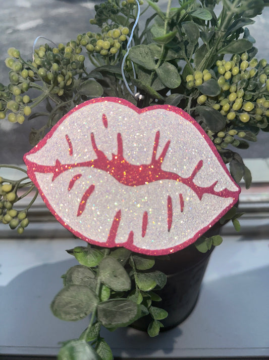 Car Freshie - White / Pink Lips - Scent is Leather & Lace