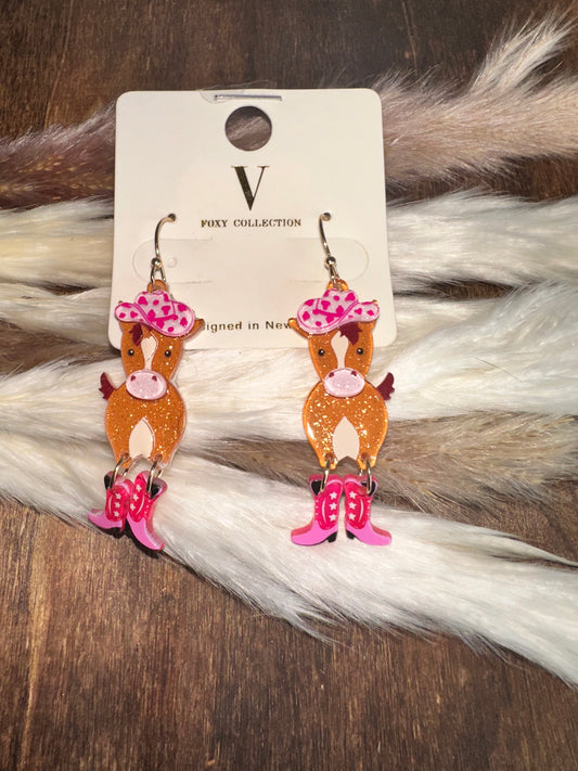 Pink Horse Earrings