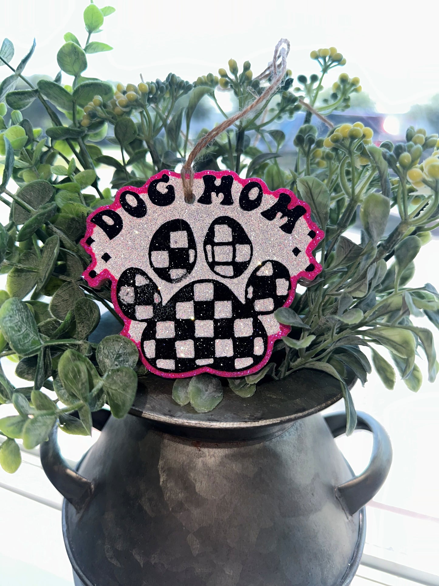 Dog Mom Car Freshie - Black/White
