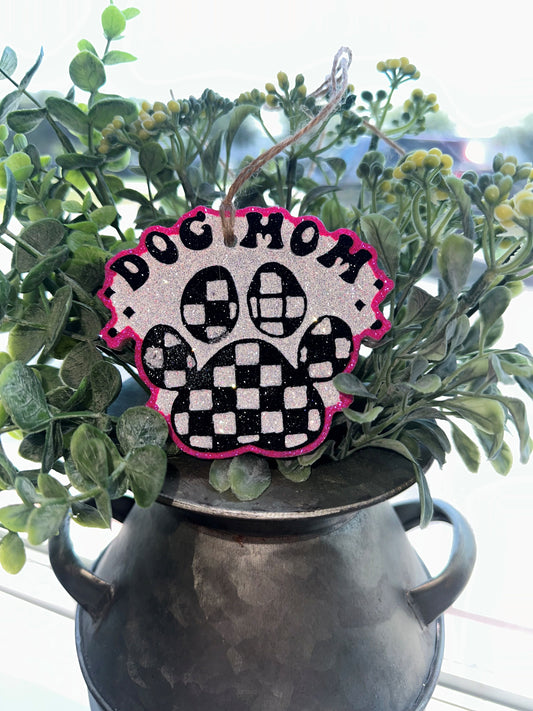 Dog Mom Car Freshie - Black/White