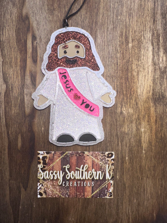 Jesus Loves You Car Freshie - Scent is Coconut Leather