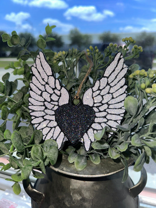 Heart Wings - Black/White - Leather & Lace