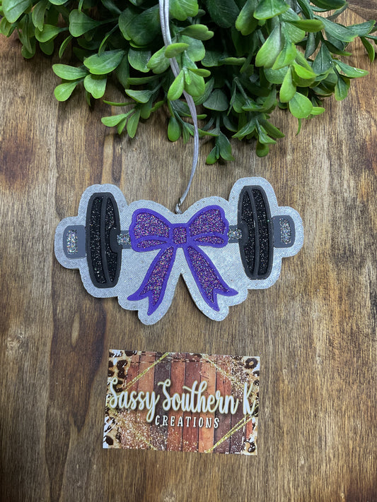 Car Freshie -  Weights/Bow - Scent is Sexy Housewife