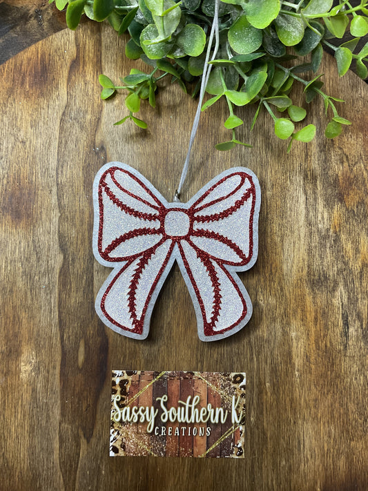 Car Freshie -  Baseball Bow - Scent is Wonderstruck