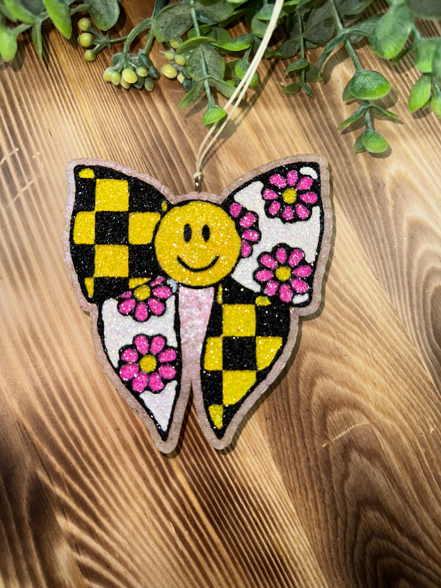 Car Freshie - Smiley Bow - Scent is Coronado Cherry