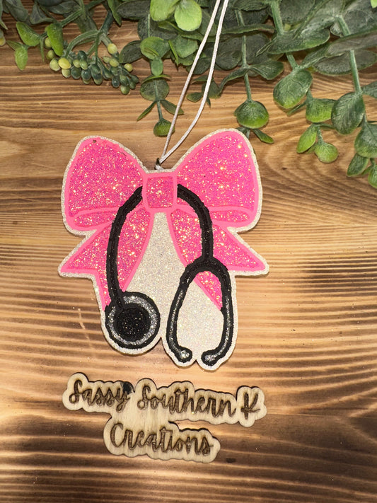 Car Freshie - Bow/Stethoscope - Scent is Watermelon Lemonade