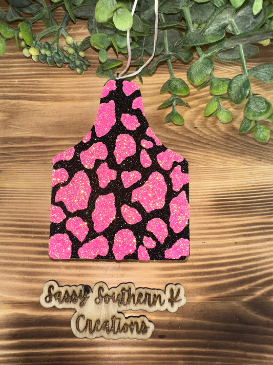 Car Freshie - Cow Tag- Scent is Texas Barbie