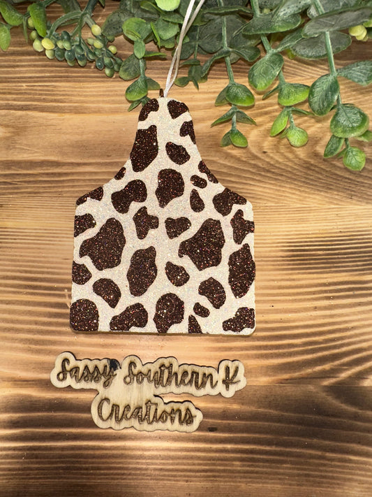 Car Freshie - Cow Tag- Scent is Cotton Candy
