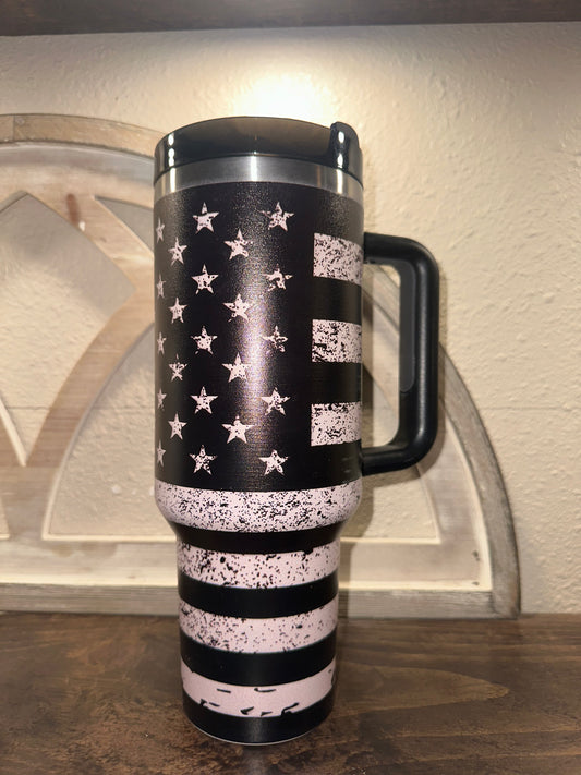 40oz Black/White Flag