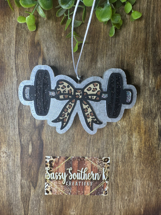 Car Freshie -  Weights/ Bow - Scent is Loving Spell