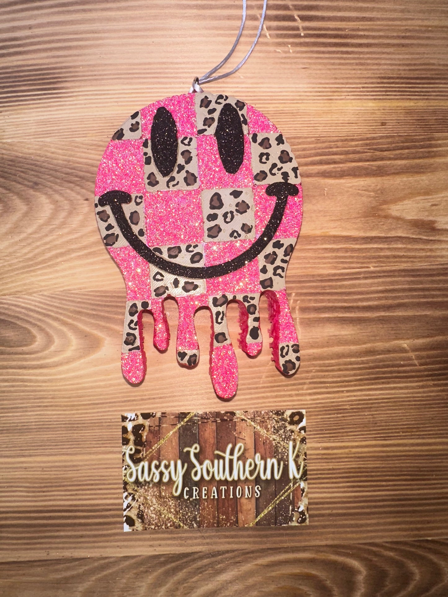 Car Freshie - Smiley - Scent is Strawberry Leather