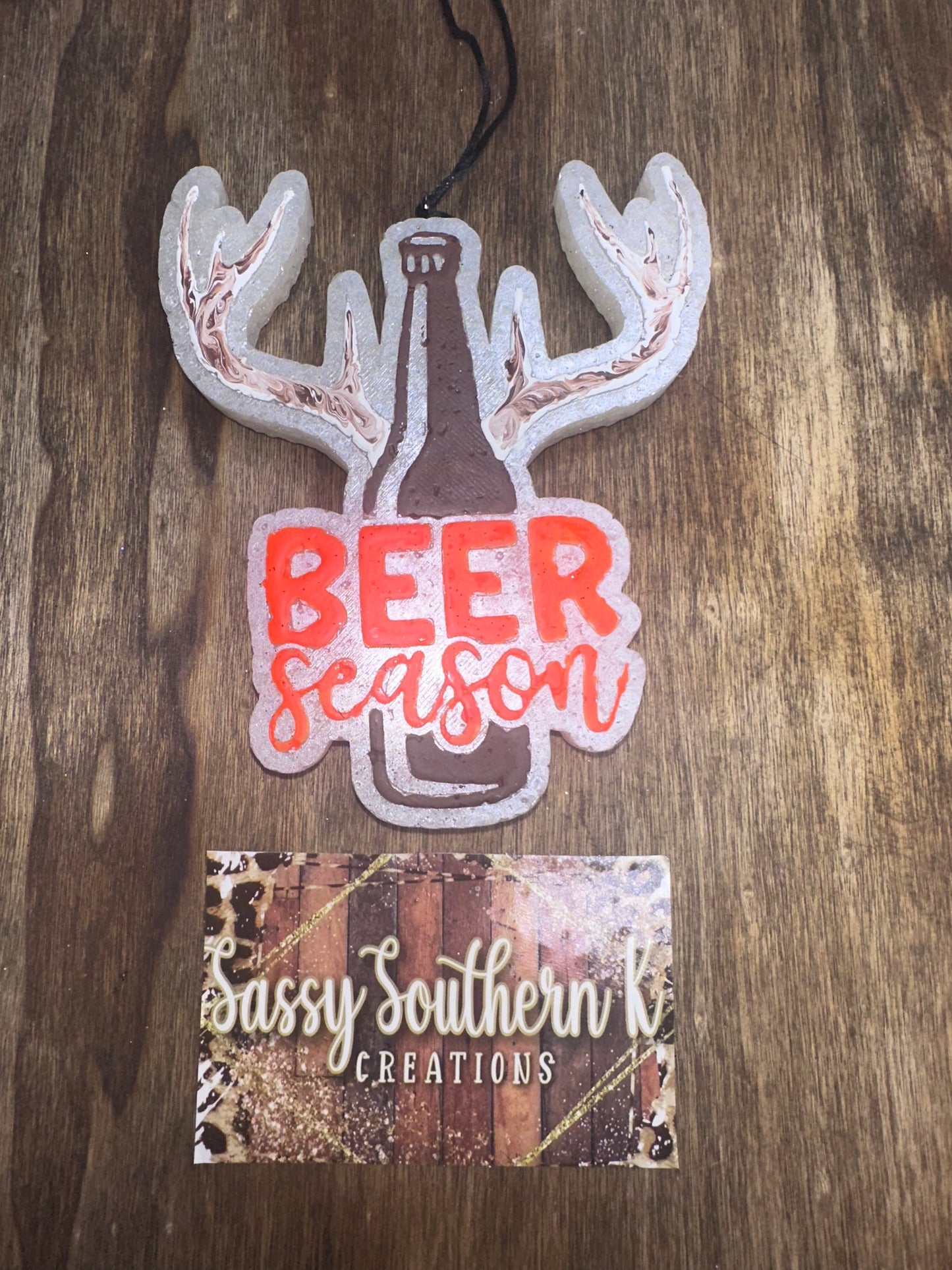 Beer Season - Car Freshie - Scent is Mahogany Teakwood