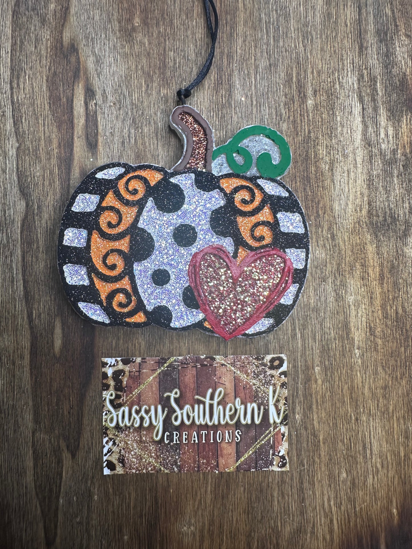 Pumpkin/Heart- Car Freshie - Scent is Iced Cinnamon Rolls