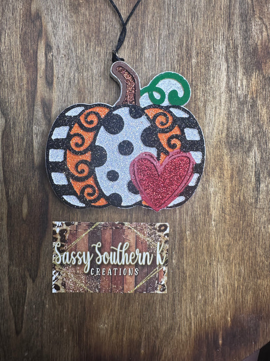 Pumpkin/Heart- Car Freshie - Scent is Pumpkin Mahogany
