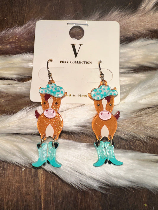 Turquoise Horse Earrings