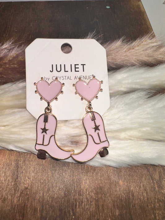 Pink Boot Earrings