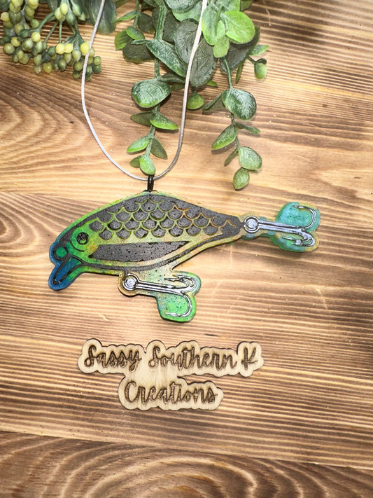 Car Freshie -Fishing Lure - Scent is Mahogany Fierce
