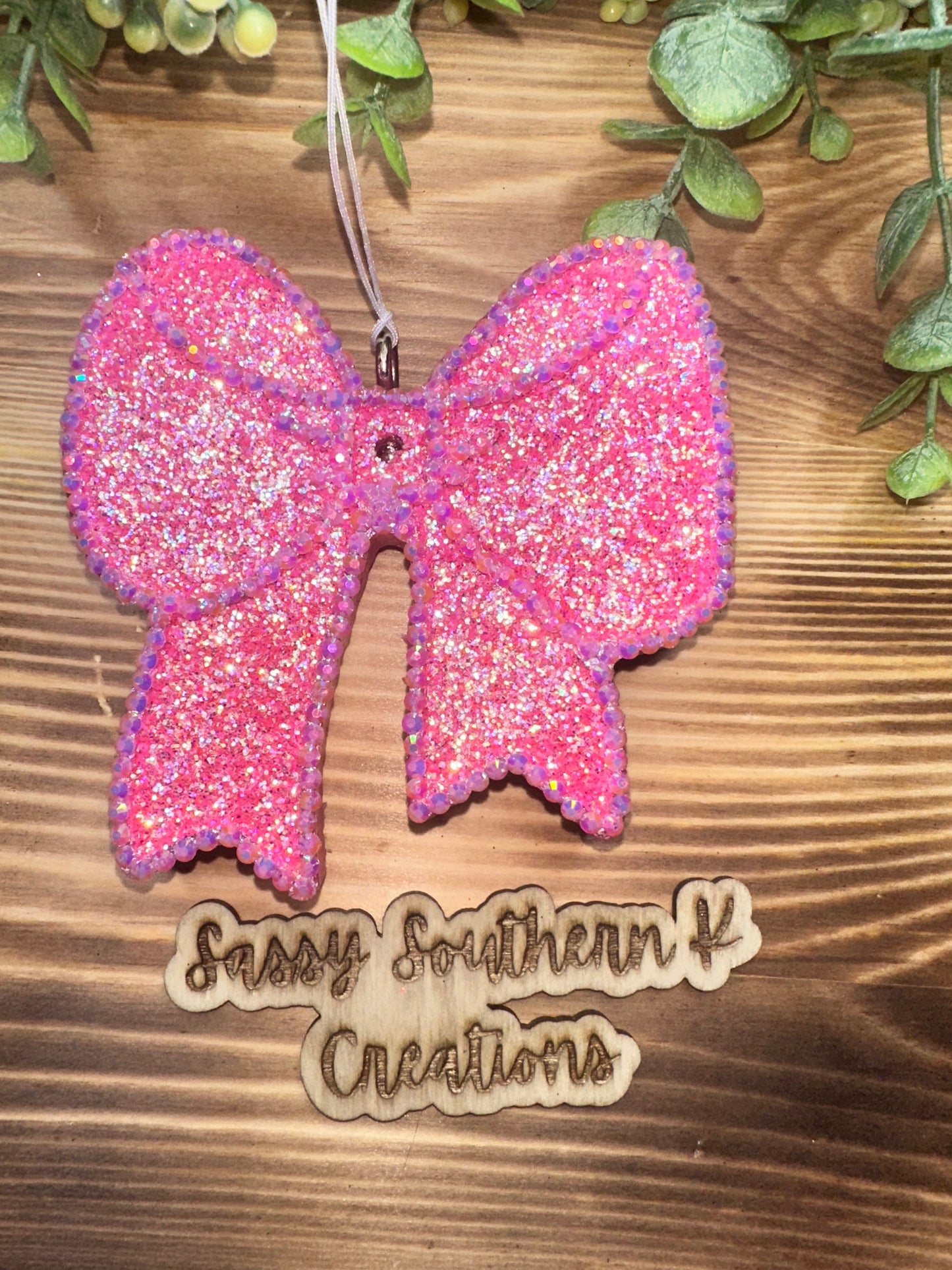 Car Freshie - Bow - Scent is Leather & Lace