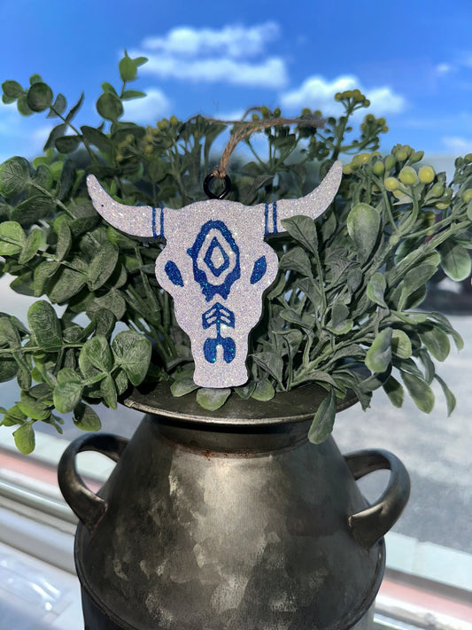 White/Blue Bull - Leather & Lace